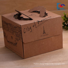 High quality Customized logo brown kraft cake paper box with handle